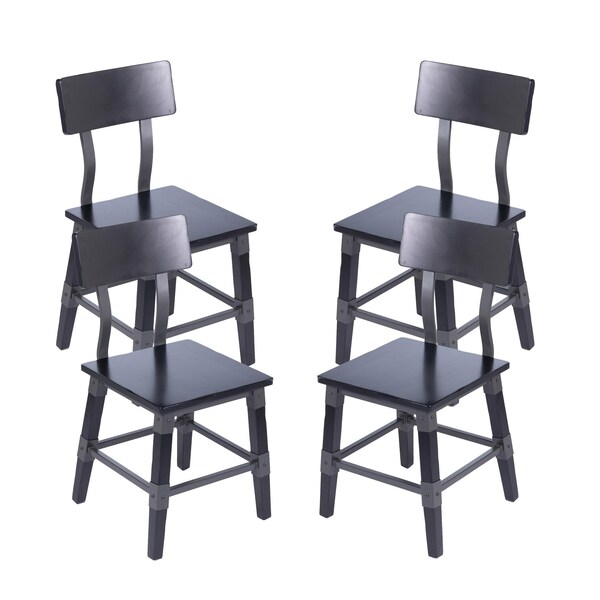 Flash Furniture Jackson Commercial Grade Rustic Black Industrial Wood Dining Chair, 4PK 4-XU-DG-W0236-BLK-GG - main